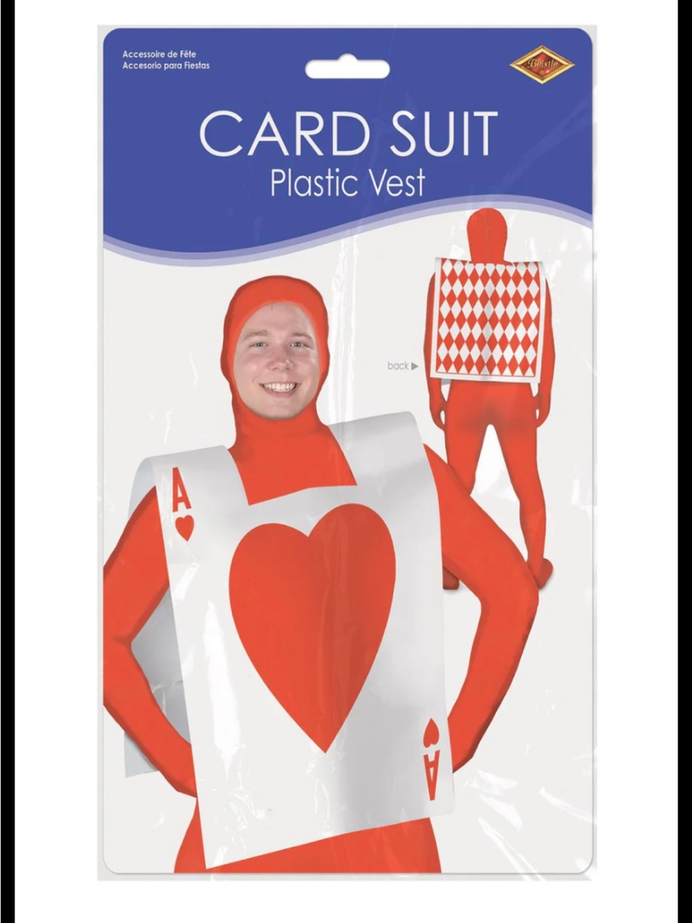 Ace of Hearts Card Vest Costume - White with Red Heart ❤️ Pack of 3. NWT.